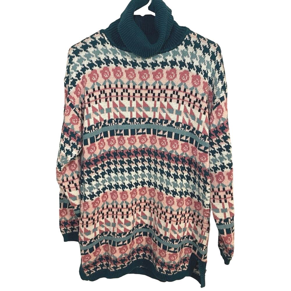 Vintage Paris Sport Club Floral Sweater Grandma Sweater comfy and cozy sz medium